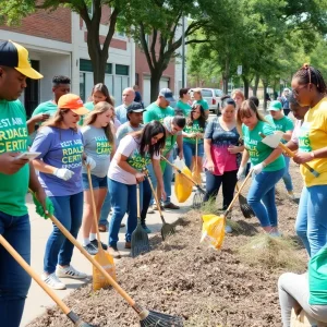 Volunteers participating in Shreveport community cleanup event.