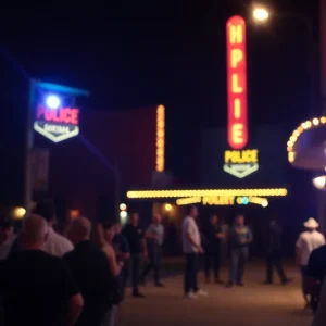 Police lights flashing outside a Shreveport nightclub during an incident