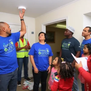 Volunteers installing smoke detectors in Shreveport homes