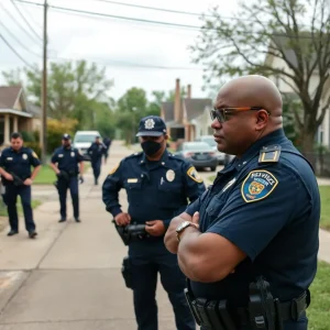 Police officers engaging with community members in Shreveport.