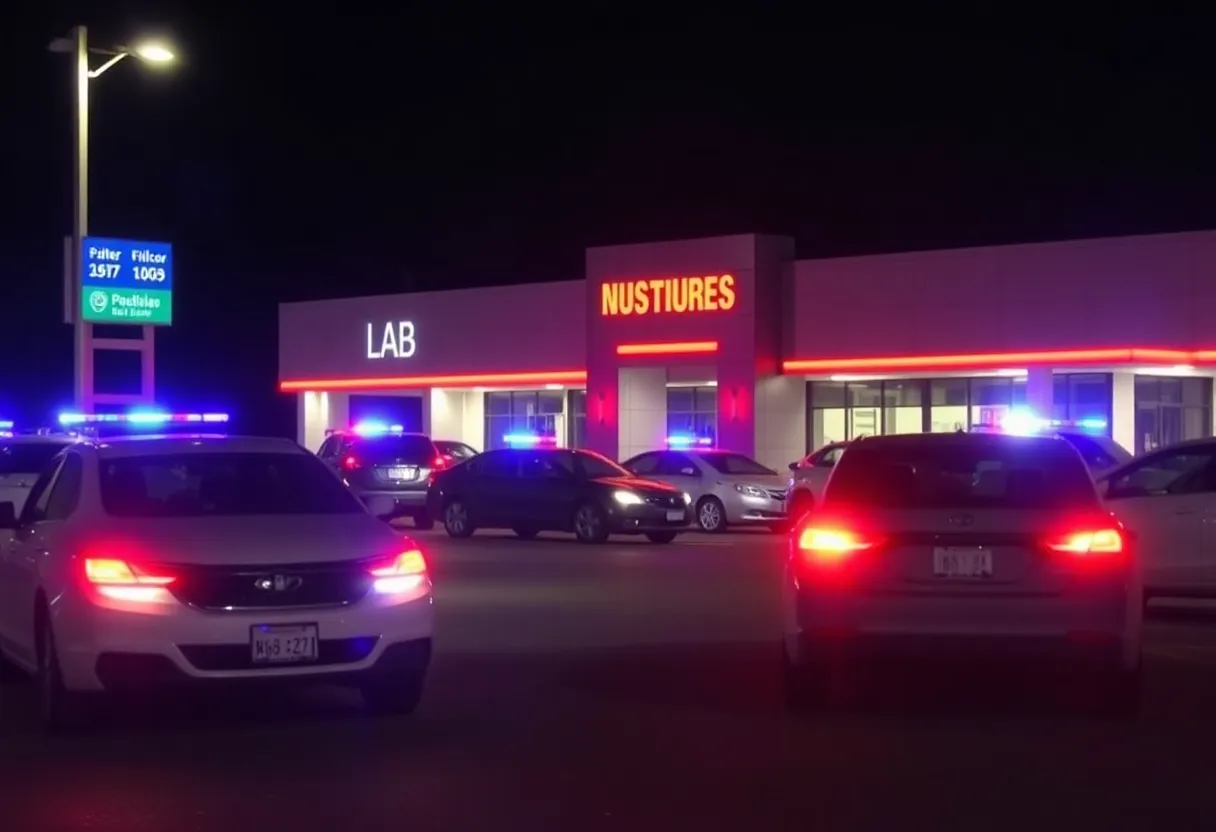 Police investigation of vehicle theft at a car dealership in Shreveport