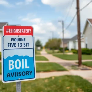 Neighborhood in Shreveport with water safety advisory signs
